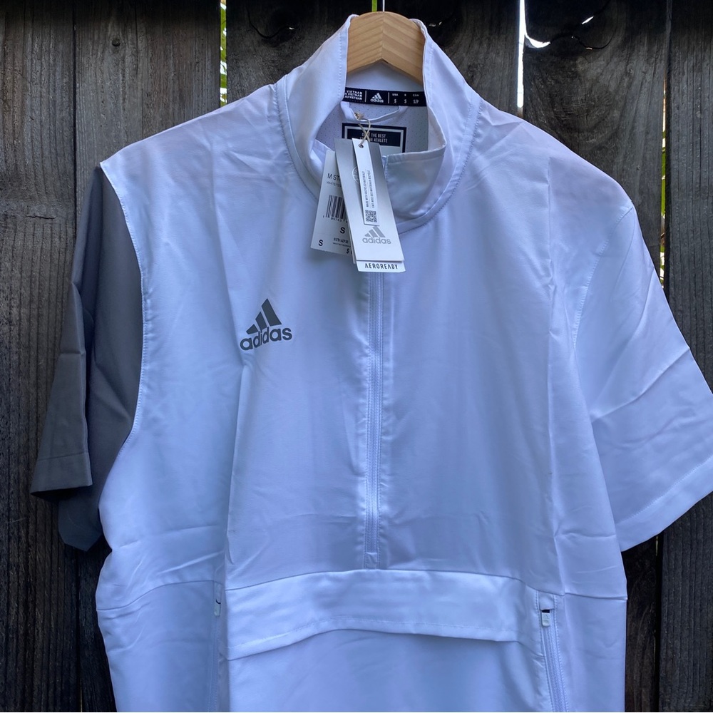 Adidas Mens Golf Windbreaker Short Sleeve Pullover Jacket Stadium Quarter Zip - Picture 2 of 16